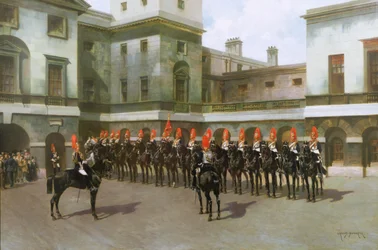 Les Blues et Royals, parade de la garde montante, Whitehall